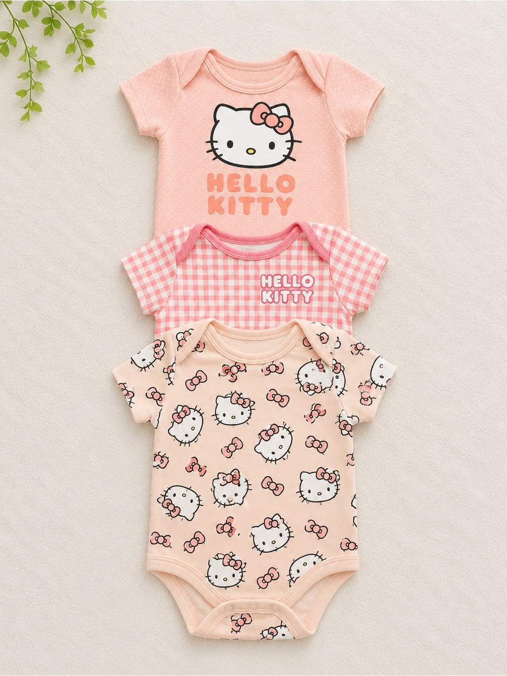 Hello Kitty Baby Girls Pink Onesie 3-Pack